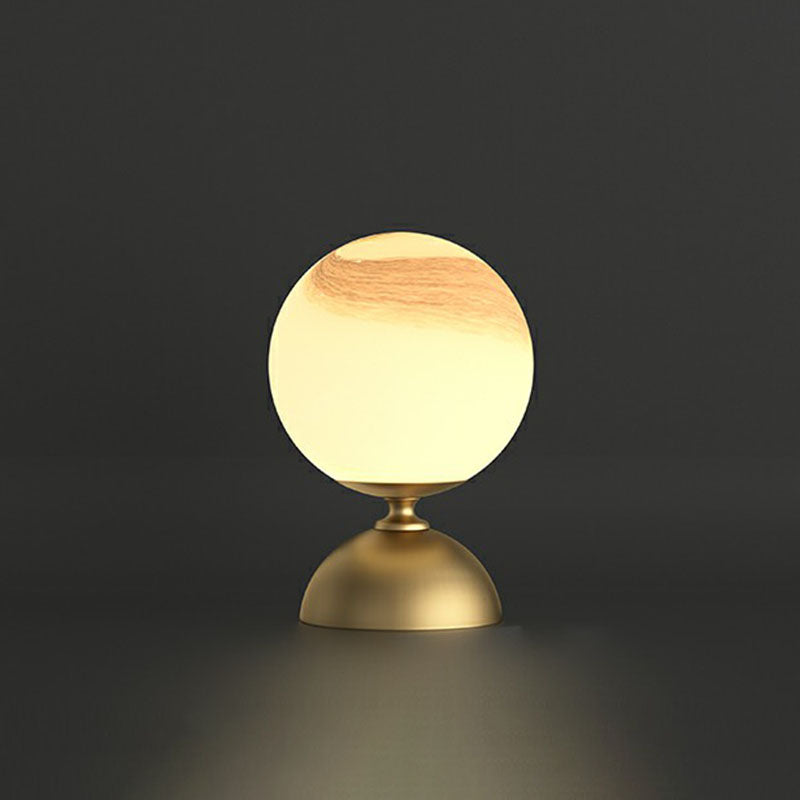 Simple Spherical Small Night Light Glass Single Bedroom Table Lamp with Gold Finish Base Gold B Clearhalo 'Lamps' 'Table Lamps' Lighting' 2266165