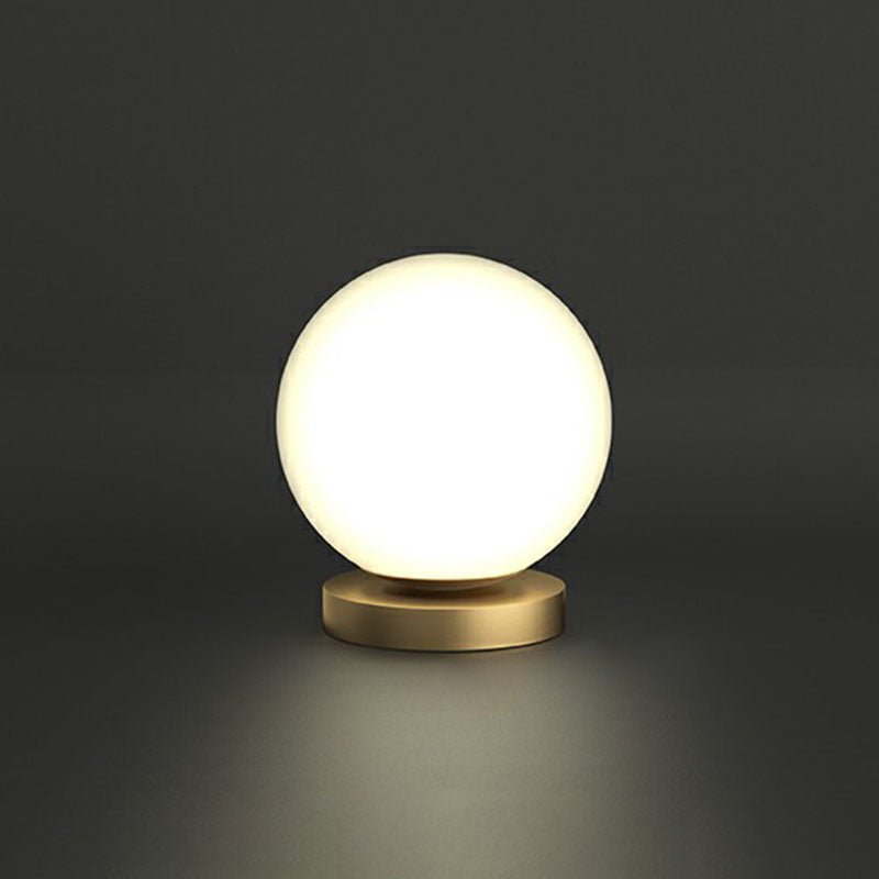 Simple Spherical Small Night Light Glass Single Bedroom Table Lamp with Gold Finish Base Gold C Clearhalo 'Lamps' 'Table Lamps' Lighting' 2266167