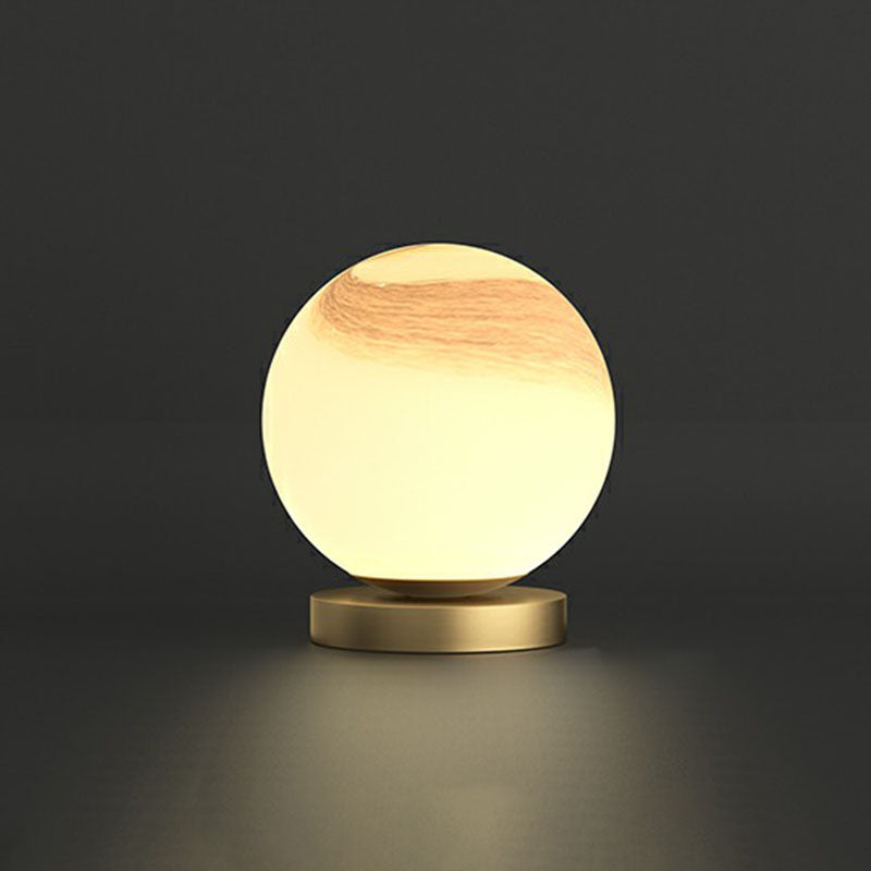 Simple Spherical Small Night Light Glass Single Bedroom Table Lamp with Gold Finish Base Gold D Clearhalo 'Lamps' 'Table Lamps' Lighting' 2266169