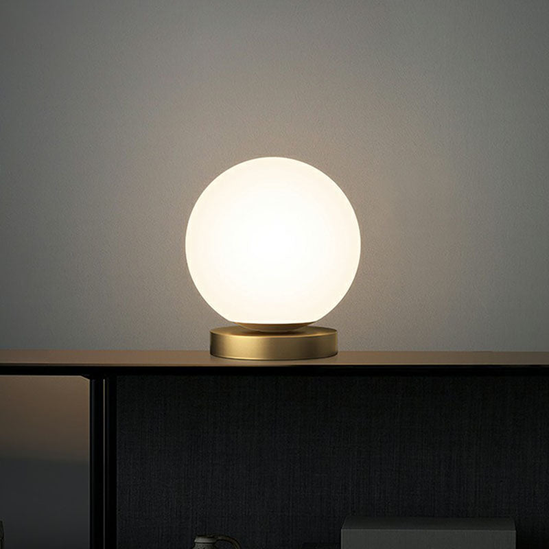 Simple Spherical Small Night Light Glass Single Bedroom Table Lamp with Gold Finish Base Clearhalo 'Lamps' 'Table Lamps' Lighting' 2266170