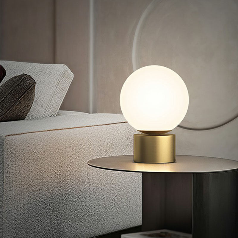 Simple Spherical Small Night Light Glass Single Bedroom Table Lamp with Gold Finish Base Clearhalo 'Lamps' 'Table Lamps' Lighting' 2266172