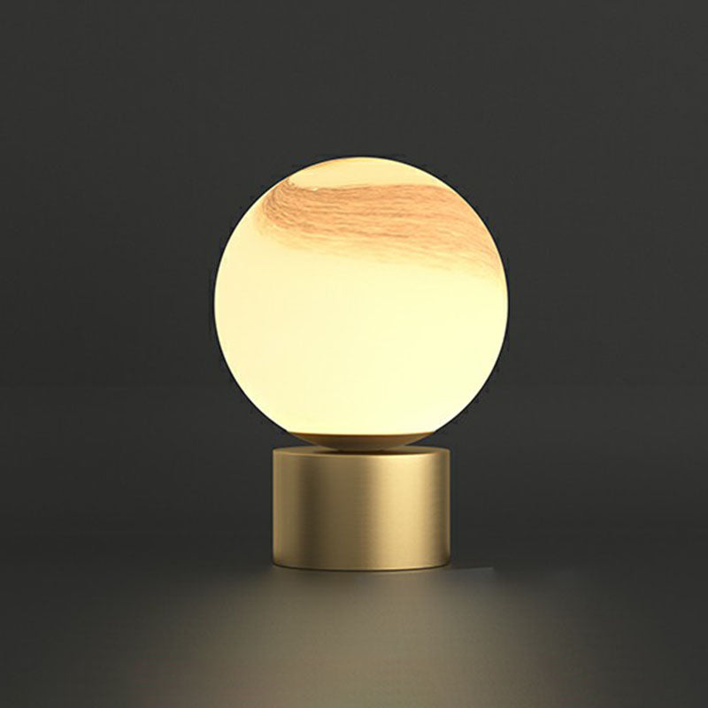 Simple Spherical Small Night Light Glass Single Bedroom Table Lamp with Gold Finish Base Gold F Clearhalo 'Lamps' 'Table Lamps' Lighting' 2266173