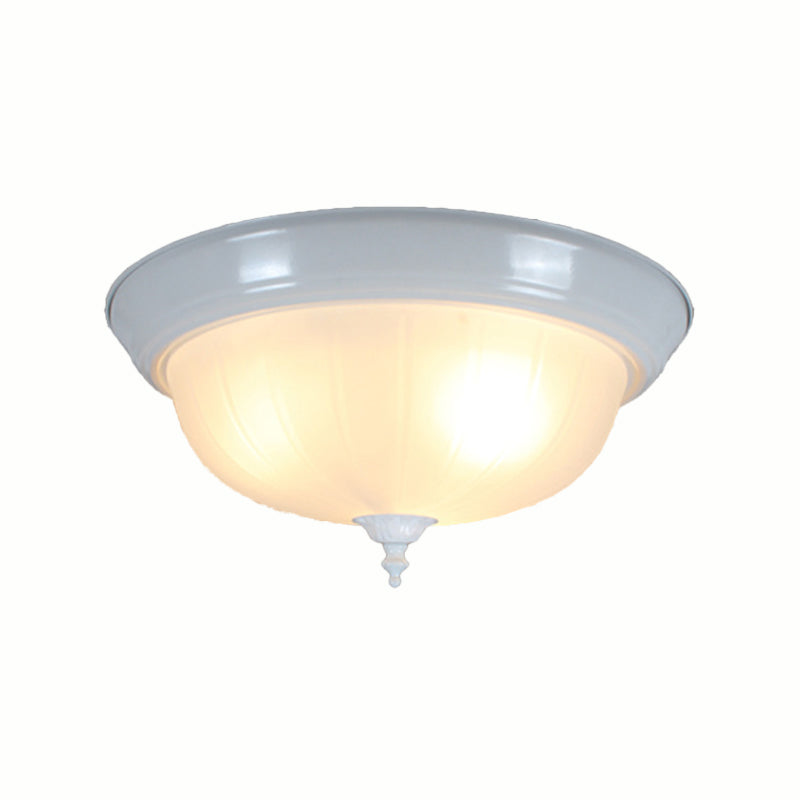 3 Lights Bowl Flush Light Fixture Traditional White Glass Ceiling Mount for Living Room, 13"/15"/19" Wide Clearhalo 'Ceiling Lights' 'Close To Ceiling Lights' 'Close to ceiling' 'Flush mount' Lighting' 226625