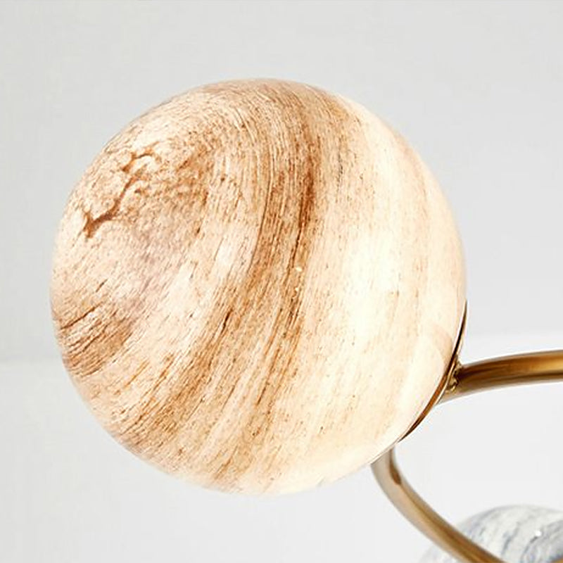 Planet Dining Room Hanging Lamp Multicolored Glass 6-Bulb Postmodern Chandelier in Gold Clearhalo 'Ceiling Lights' 'Chandeliers' 'Modern Chandeliers' 'Modern' Lighting' 2266260