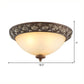 Brown 3 Lights Ceiling Mount Traditional Frosted Glass Bowl Flush Light Fixture for Bedroom, 10"/14.5"/18.5" Wide Clearhalo 'Ceiling Lights' 'Close To Ceiling Lights' 'Close to ceiling' 'Flush mount' Lighting' 226647