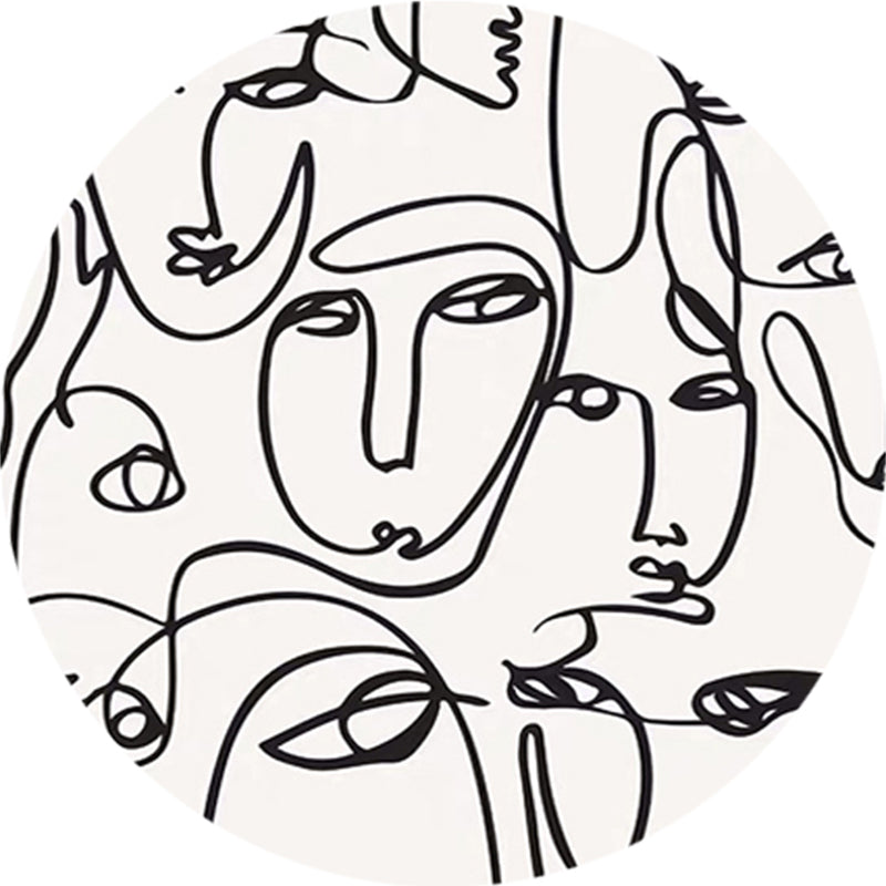 Artistic Figure Line Art Rug Multi Color Minimalist Carpet Synthetics Pet Friendly Anti-Slip Backing Machine Washable Rug for Bedroom Black-White Clearhalo 'Area Rug' 'Rug' 2266543