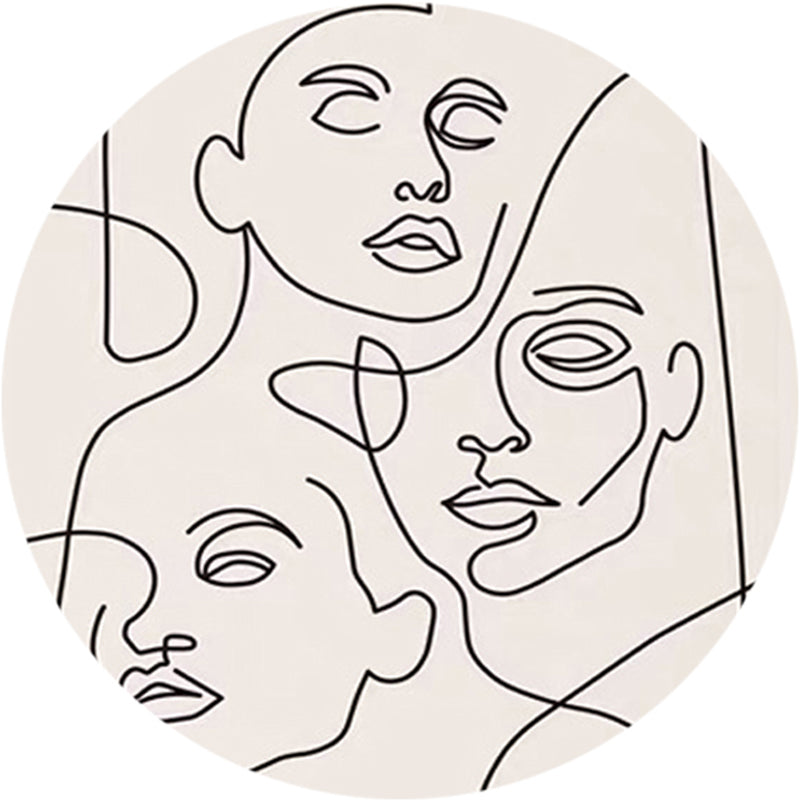 Artistic Figure Line Art Rug Multi Color Minimalist Carpet Synthetics Pet Friendly Anti-Slip Backing Machine Washable Rug for Bedroom Cream Clearhalo 'Area Rug' 'Rug' 2266545