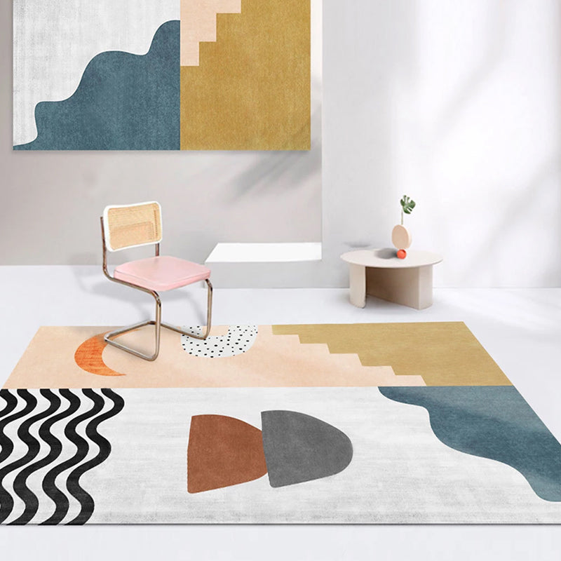 Nordic Interior Area Rug Multicolor Colorblock Abstract Print Rug Polyester Stain Resistant Anti-Slip Backing Machine Washable Rug Smoke Gray Clearhalo 'Area Rug' 'Rug' 2266573