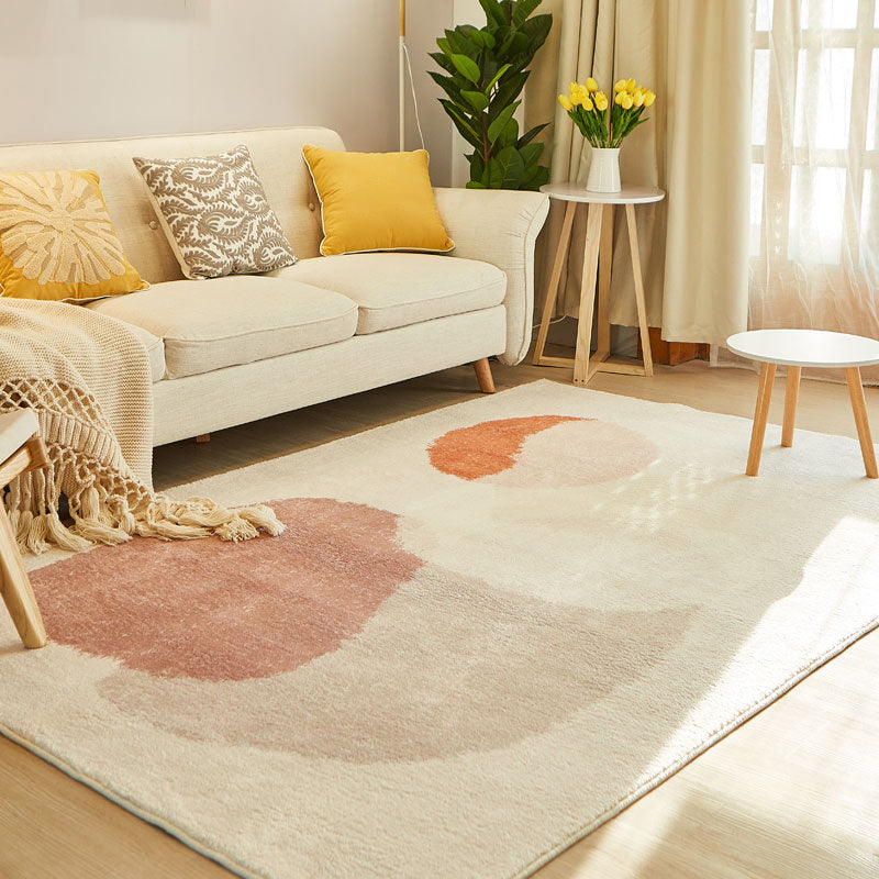 Decorative Multi-Colored Nordic Rug Synthetics Color Block Rug Pet Friendly Non-Slip Backing Washable Rug for Living Room Light Pink Clearhalo 'Area Rug' 'Rug' 2266589
