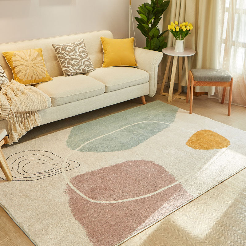 Decorative Multi-Colored Nordic Rug Synthetics Color Block Rug Pet Friendly Non-Slip Backing Washable Rug for Living Room Green-Pink Clearhalo 'Area Rug' 'Rug' 2266592