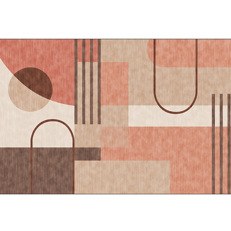 Modern Geometry Color Block Rug Multi-Color Synthetics Carpet Washable Anti-Slip Backing Pet Friendly Rug for Living Room Orange Pink Clearhalo 'Area Rug' 'Rug' 2266627
