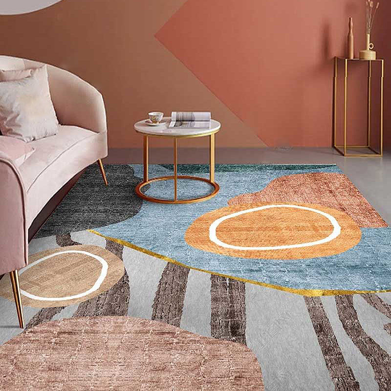 Multi Color Home Area Rug Nordic Abstract Color Block Rug Polyester Stain Resistant Non-Slip Backing Machine Washable Rug Blue Clearhalo 'Area Rug' 'Rug' 2266645