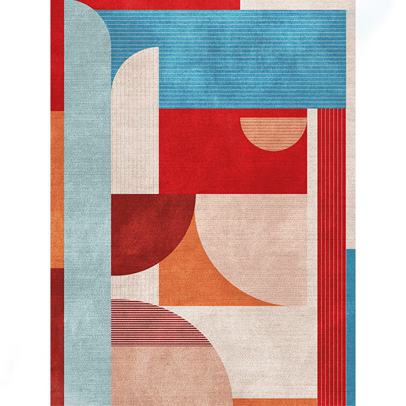 Multi Color Home Area Rug Nordic Abstract Color Block Rug Polyester Stain Resistant Non-Slip Backing Machine Washable Rug Red Clearhalo 'Area Rug' 'Rug' 2266647