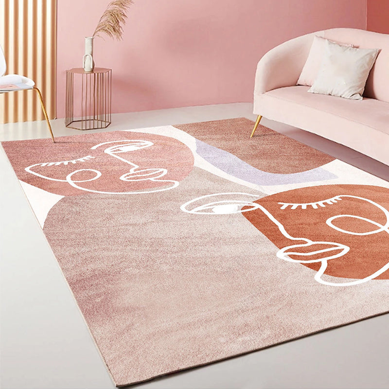 Multi Color Home Area Rug Nordic Abstract Color Block Rug Polyester Stain Resistant Non-Slip Backing Machine Washable Rug Nude Pink Clearhalo 'Area Rug' 'Rug' 2266650