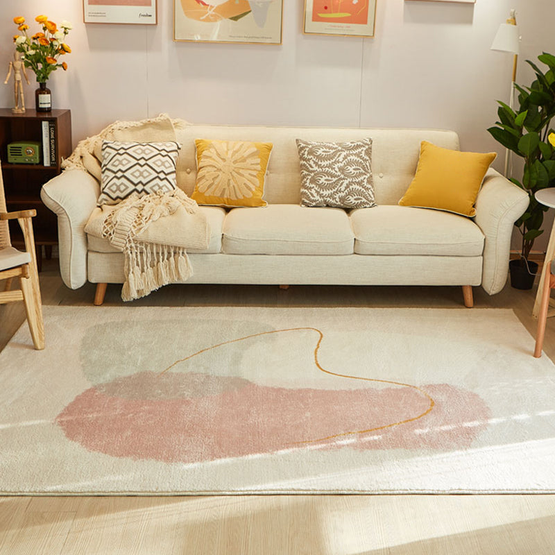 Comfort Color Blocking Rug Multi Colored Nordic Rug Polypropylene Machine Washable Anti-Slip Pet Friendly Rug for Home Light Pink Clearhalo 'Area Rug' 'Rug' 2266668