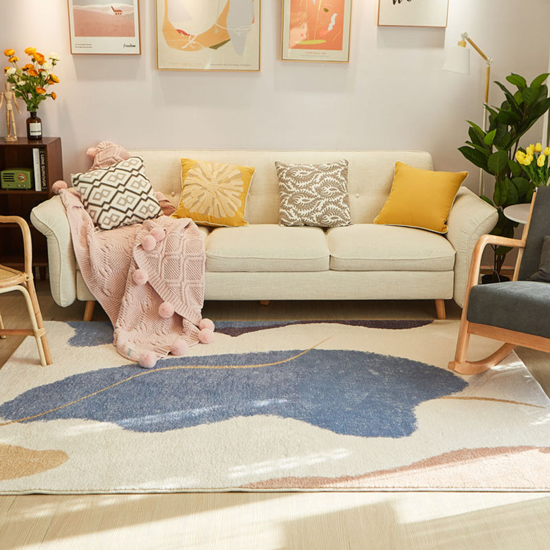Comfort Color Blocking Rug Multi Colored Nordic Rug Polypropylene Machine Washable Anti-Slip Pet Friendly Rug for Home Blue Clearhalo 'Area Rug' 'Rug' 2266672