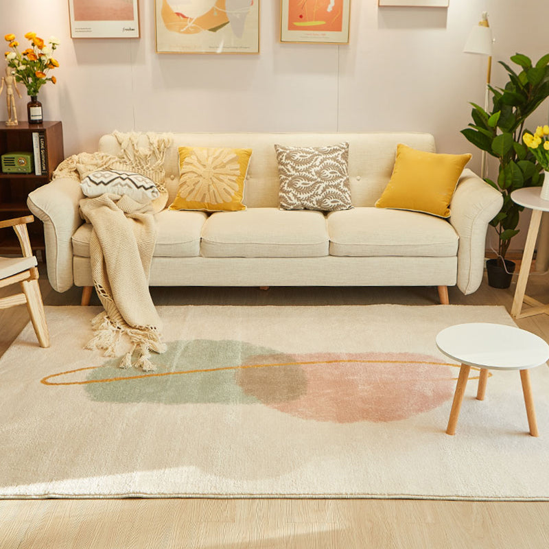 Comfort Color Blocking Rug Multi Colored Nordic Rug Polypropylene Machine Washable Anti-Slip Pet Friendly Rug for Home Green-Pink Clearhalo 'Area Rug' 'Rug' 2266682