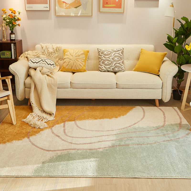 Comfort Color Blocking Rug Multi Colored Nordic Rug Polypropylene Machine Washable Anti-Slip Pet Friendly Rug for Home Yellow-Green Clearhalo 'Area Rug' 'Rug' 2266683