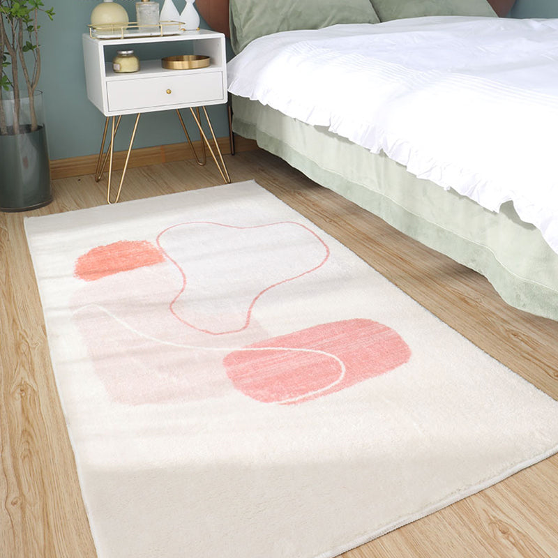 Minimalism Girls Bedside Rug Multi Color Colorblock Carpet Polyester Anti-Slip Backing Machine Washable Pet Friendly Rug Pink-White Clearhalo 'Area Rug' 'Rug' 2266685