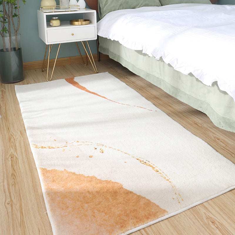 Minimalism Girls Bedside Rug Multi Color Colorblock Carpet Polyester Anti-Slip Backing Machine Washable Pet Friendly Rug White-Orange Clearhalo 'Area Rug' 'Rug' 2266688