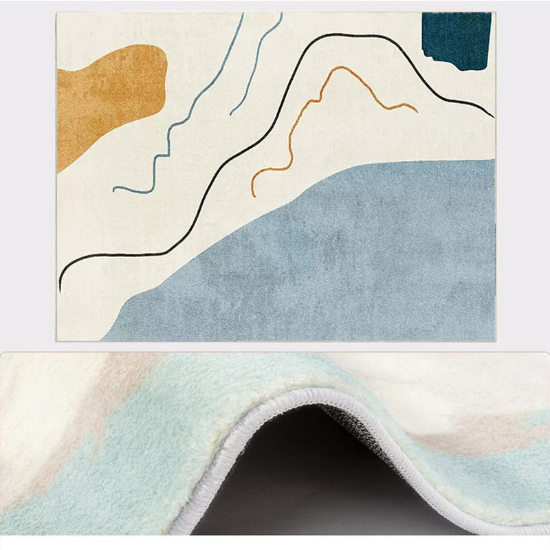Nordic Colorblock Line Art Rug Multi-Colored Synthetics Rug Machine Washable Pet Friendly Anti-Slip Carpet for Drawing Room Gray Blue Clearhalo 'Area Rug' 'Rug' 2266721
