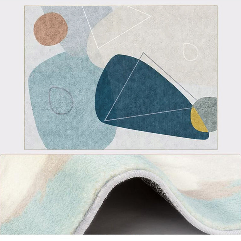 Nordic Colorblock Line Art Rug Multi-Colored Synthetics Rug Machine Washable Pet Friendly Anti-Slip Carpet for Drawing Room Dark Blue Clearhalo 'Area Rug' 'Rug' 2266723