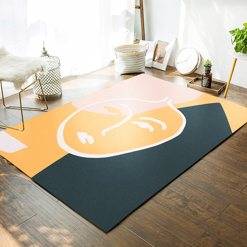 Decorative Modern Rug Multicolor Picasso Abstract Figure Art Rug Washable Pet Friendly Anti-Slip Backing Carpet for Home Yellow Clearhalo 'Area Rug' 'Rug' 2266739