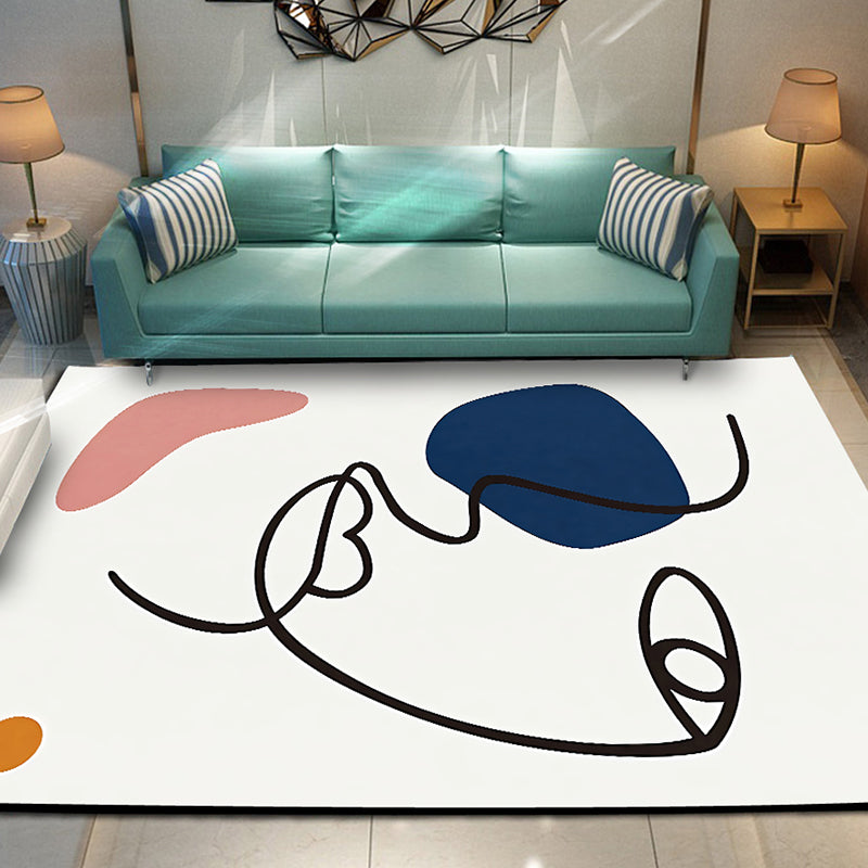 Decorative Modern Rug Multicolor Picasso Abstract Figure Art Rug Washable Pet Friendly Anti-Slip Backing Carpet for Home White Clearhalo 'Area Rug' 'Rug' 2266745