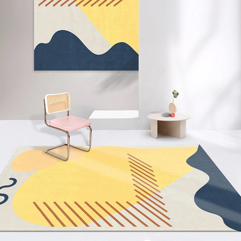 Contemporary Morandi Colorblock Abstract Rug Multi Color Polypropylene Rug Stain Resistant Non-Slip Pet Friendly Rug for Living Room Yellow Clearhalo 'Area Rug' 'Rug' 2266748