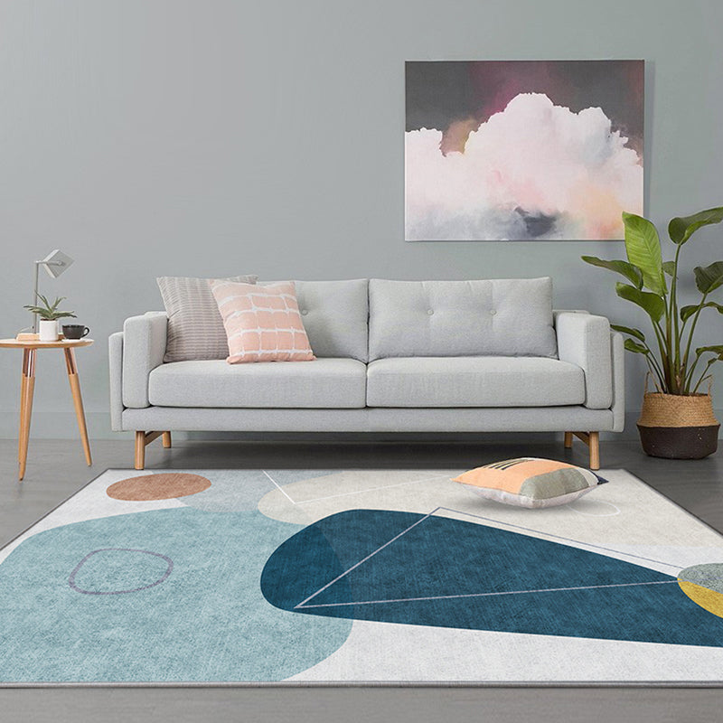 Contemporary Morandi Colorblock Abstract Rug Multi Color Polypropylene Rug Stain Resistant Non-Slip Pet Friendly Rug for Living Room Blue Clearhalo 'Area Rug' 'Rug' 2266754