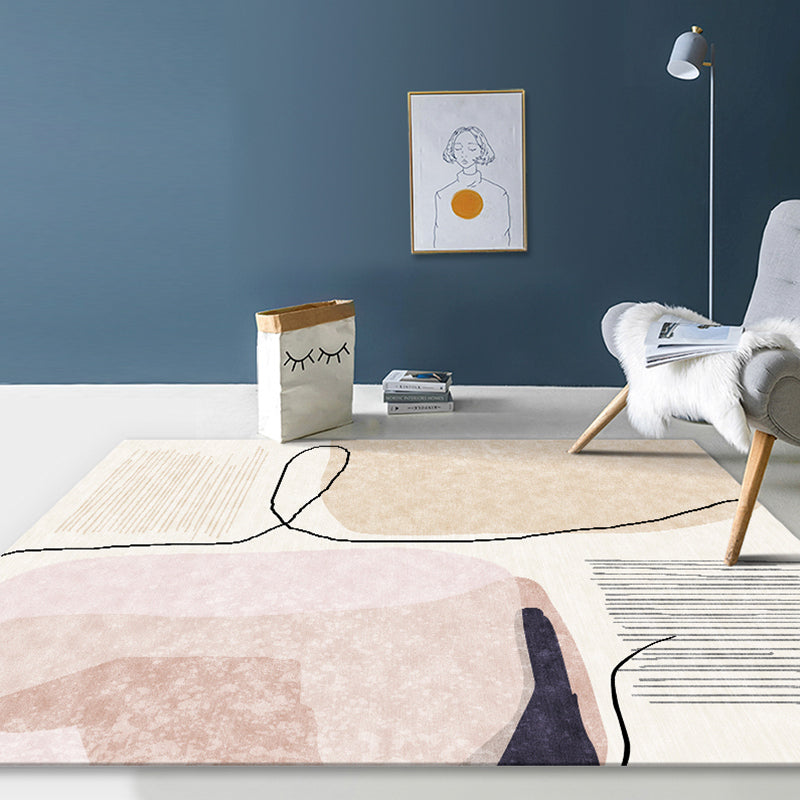 Contemporary Morandi Colorblock Abstract Rug Multi Color Polypropylene Rug Stain Resistant Non-Slip Pet Friendly Rug for Living Room Light Pink Clearhalo 'Area Rug' 'Rug' 2266764