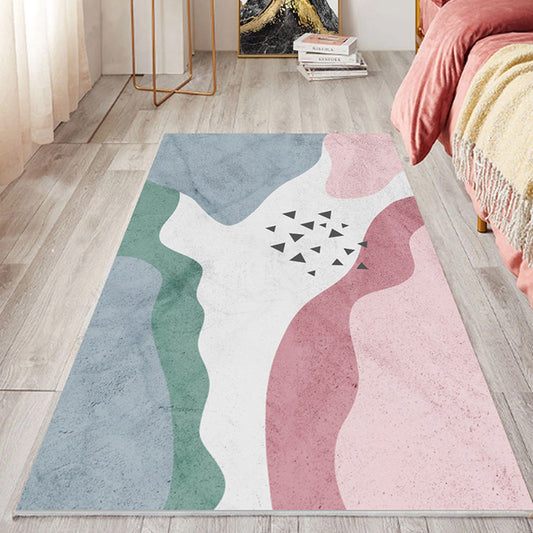 Modern Morandi Colorblock Printed Rug Multi-Color Polypropylene Carpet Machine Washable Non-Slip Stain Resistant Rug for Guest Room Pink-Blue Clearhalo 'Area Rug' 'Rug' 2266792