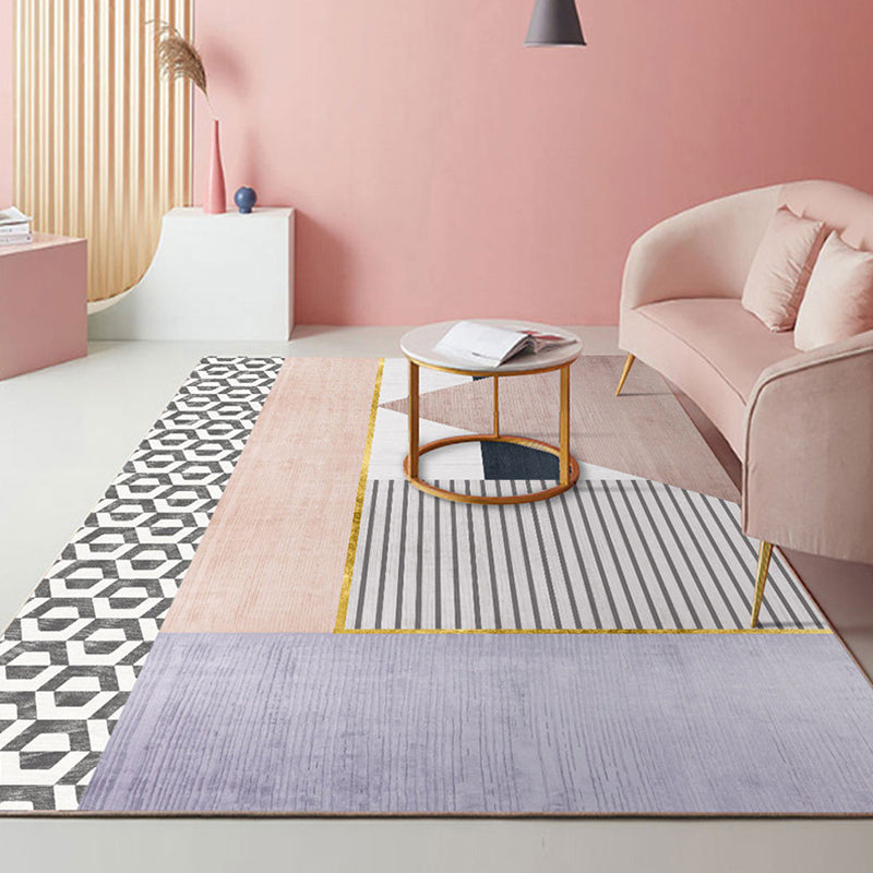 Modern Morandi Colorblock Printed Rug Multi-Color Polypropylene Carpet Machine Washable Non-Slip Stain Resistant Rug for Guest Room Purple Clearhalo 'Area Rug' 'Rug' 2266794