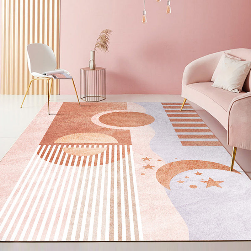 Modern Morandi Colorblock Printed Rug Multi-Color Polypropylene Carpet Machine Washable Non-Slip Stain Resistant Rug for Guest Room Nude Pink Clearhalo 'Area Rug' 'Rug' 2266799