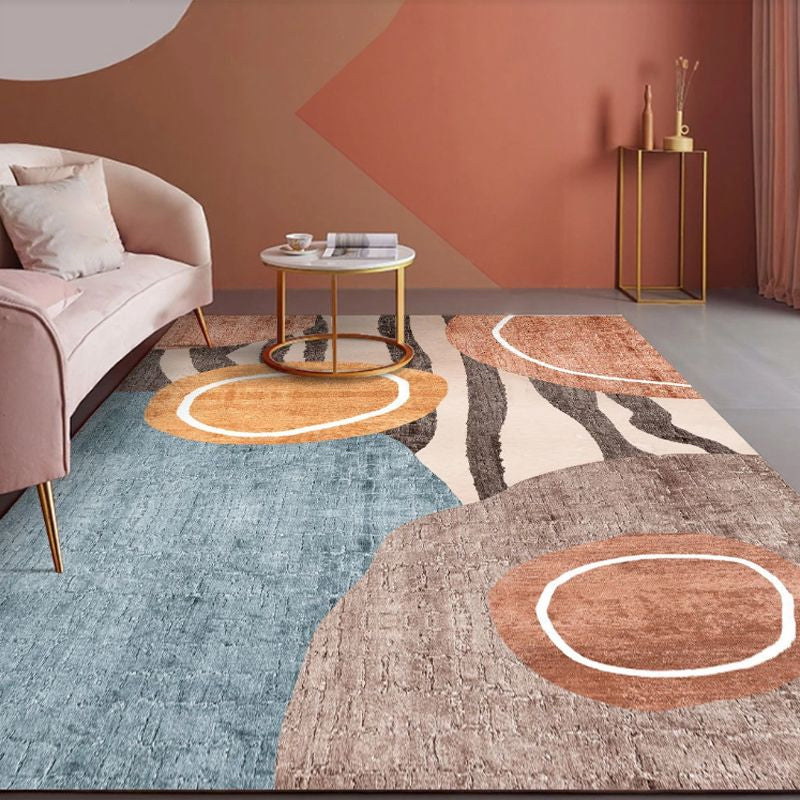 Unique Multi Colored Nordic Rug Synthetics Morandi Color Block Area Rug Washable Pet-Friendly Non-Slip Rug for Room Brown Clearhalo 'Area Rug' 'Rug' 2266802