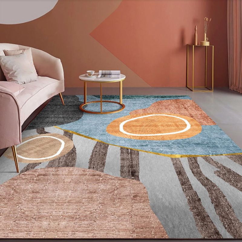 Unique Multi Colored Nordic Rug Synthetics Morandi Color Block Area Rug Washable Pet-Friendly Non-Slip Rug for Room Sky Blue Clearhalo 'Area Rug' 'Rug' 2266804