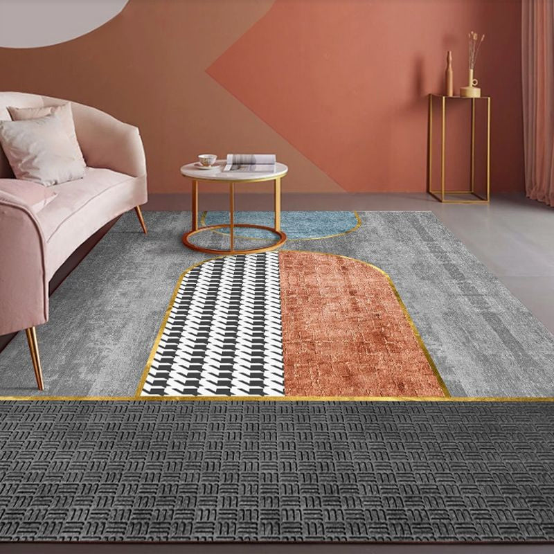 Unique Multi Colored Nordic Rug Synthetics Morandi Color Block Area Rug Washable Pet-Friendly Non-Slip Rug for Room Grey Clearhalo 'Area Rug' 'Rug' 2266806