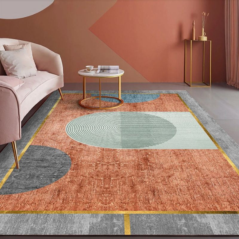 Unique Multi Colored Nordic Rug Synthetics Morandi Color Block Area Rug Washable Pet-Friendly Non-Slip Rug for Room Orange Clearhalo 'Area Rug' 'Rug' 2266811