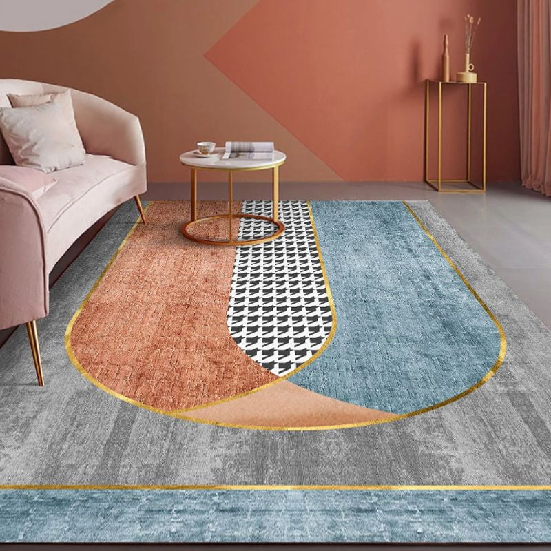 Unique Multi Colored Nordic Rug Synthetics Morandi Color Block Area Rug Washable Pet-Friendly Non-Slip Rug for Room Blue Clearhalo 'Area Rug' 'Rug' 2266812