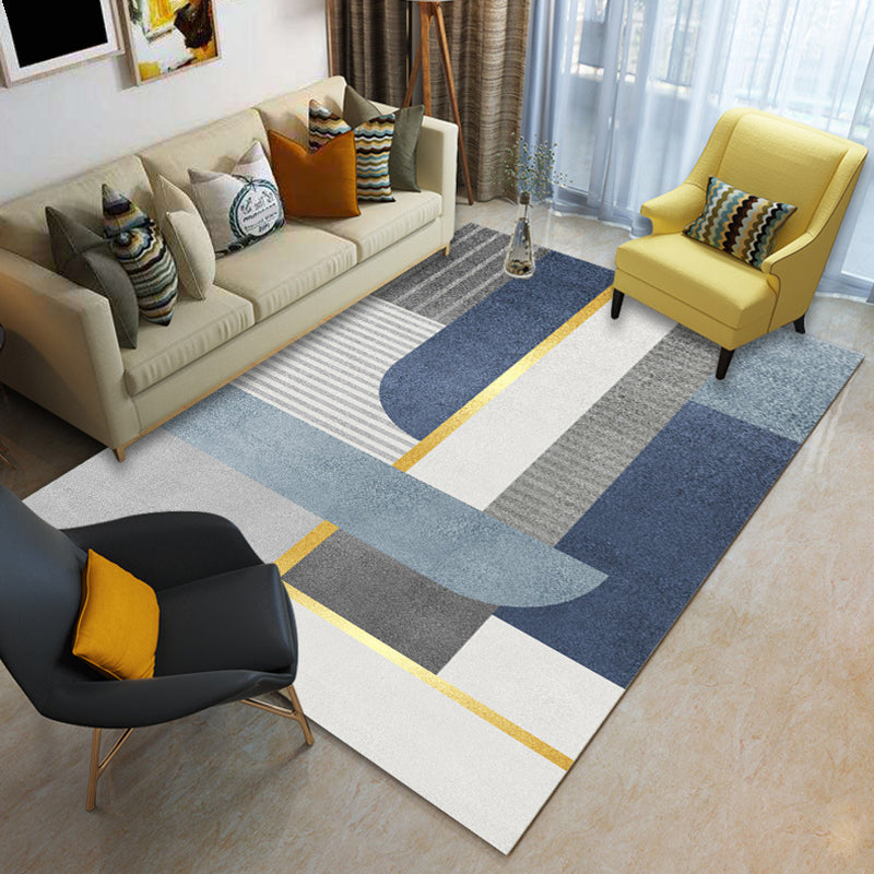 Contemporary Color Block Rug Multicolor Synthetics Carpet Washable Non-Slip Pet Friendly Rug for Living Room Blue Clearhalo 'Area Rug' 'Rug' 2266823