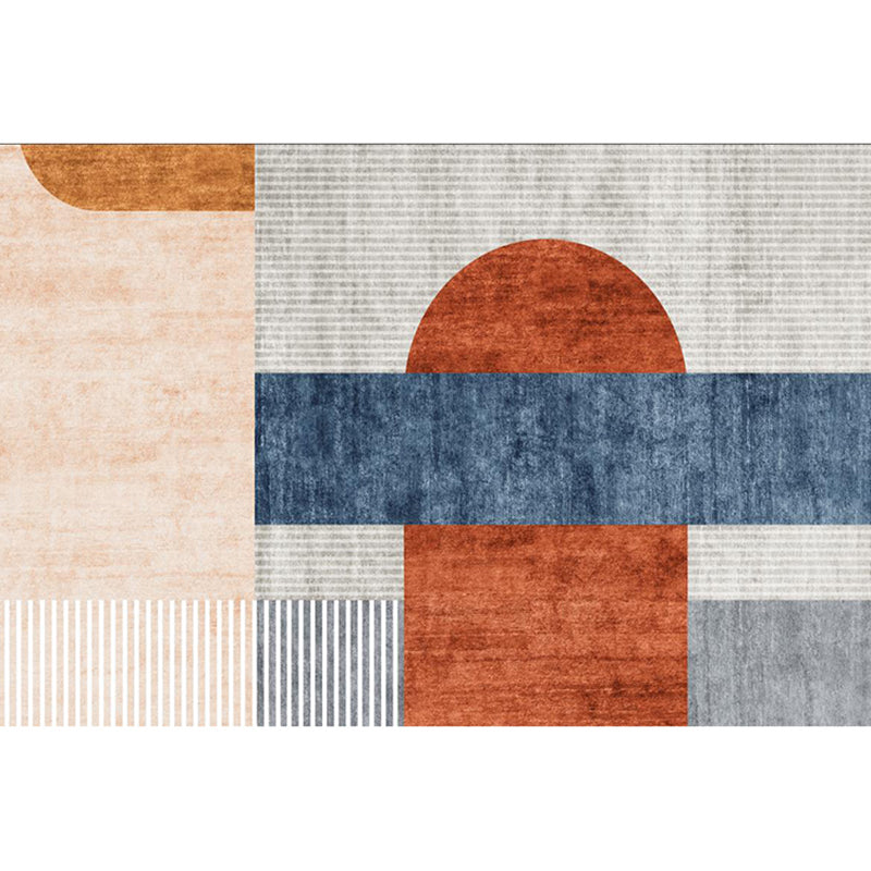 Nordic Color-Block Stripe Print Rug Multi-Colored Polypropylene Carpet Stain Resistant Anti-Slip Pet Friendly Rug for Drawing Room Orange Red Clearhalo 'Area Rug' 'Rug' 2266828