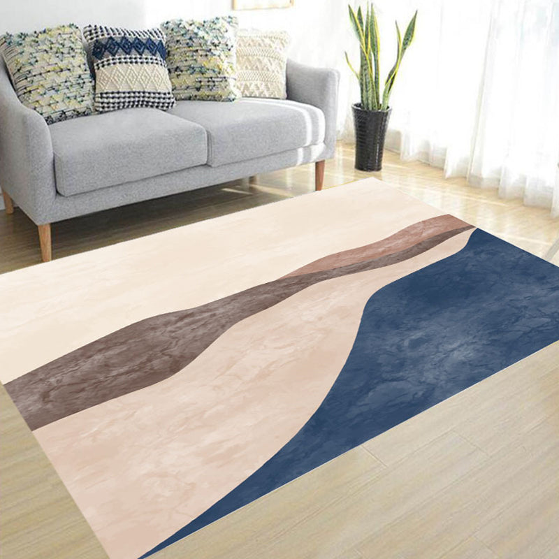 Minimalist Interior Area Rug Multicolor Morandi Color Block Art Rug Polypropylene Pet Friendly Non-Slip Washable Rug Dark Blue Clearhalo 'Area Rug' 'Rug' 2266894