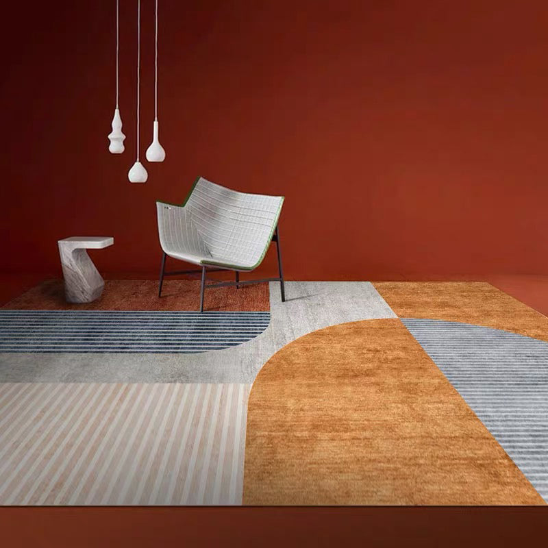 Novelty Minimalistic Rug Multi Colored Geometric Colorblock Rug Machine Washable Stain Resistant Anti-Slip Backing Rug for Home Orange Clearhalo 'Area Rug' 'Rug' 2266907