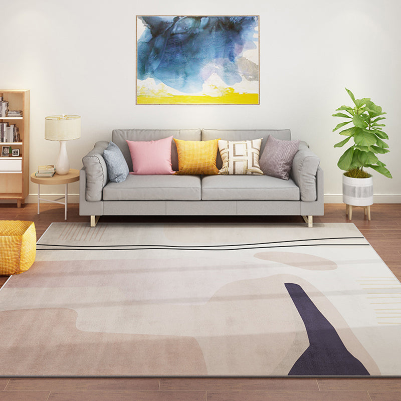 Fancy Color Block Indoor Rug Multi-Color Minimalist Rug Polyester Pet Friendly Anti-Slip Backing Washable Carpet for Room Beige-Coffee Clearhalo 'Area Rug' 'Rug' 2266919