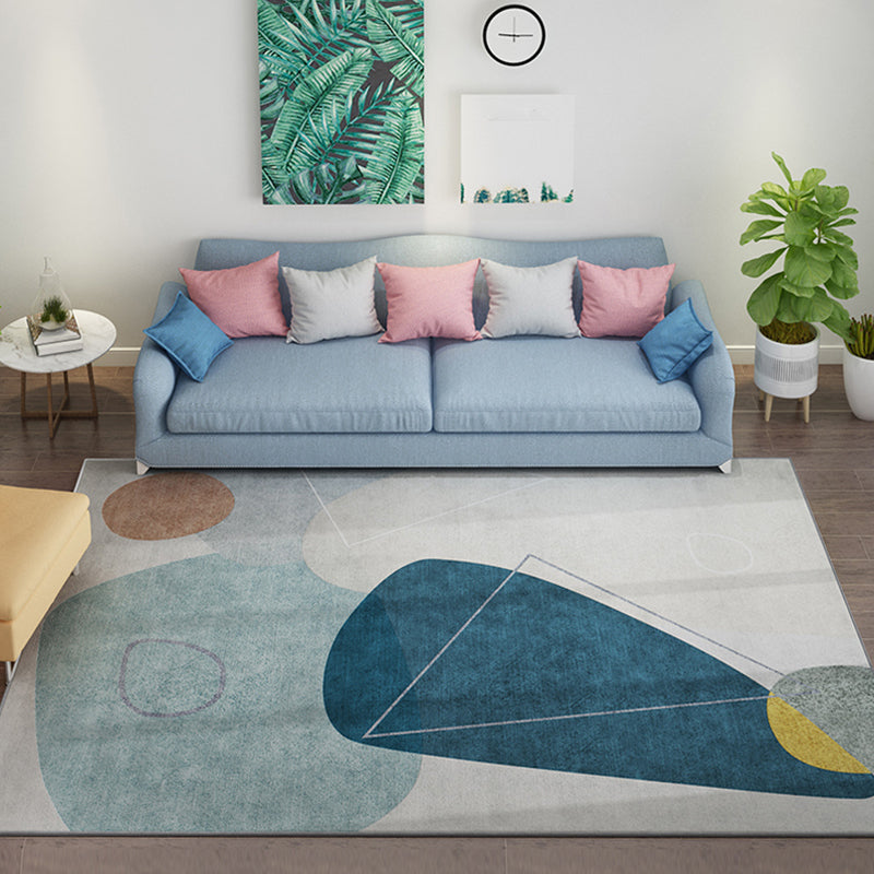 Fancy Color Block Indoor Rug Multi-Color Minimalist Rug Polyester Pet Friendly Anti-Slip Backing Washable Carpet for Room Blue Clearhalo 'Area Rug' 'Rug' 2266923