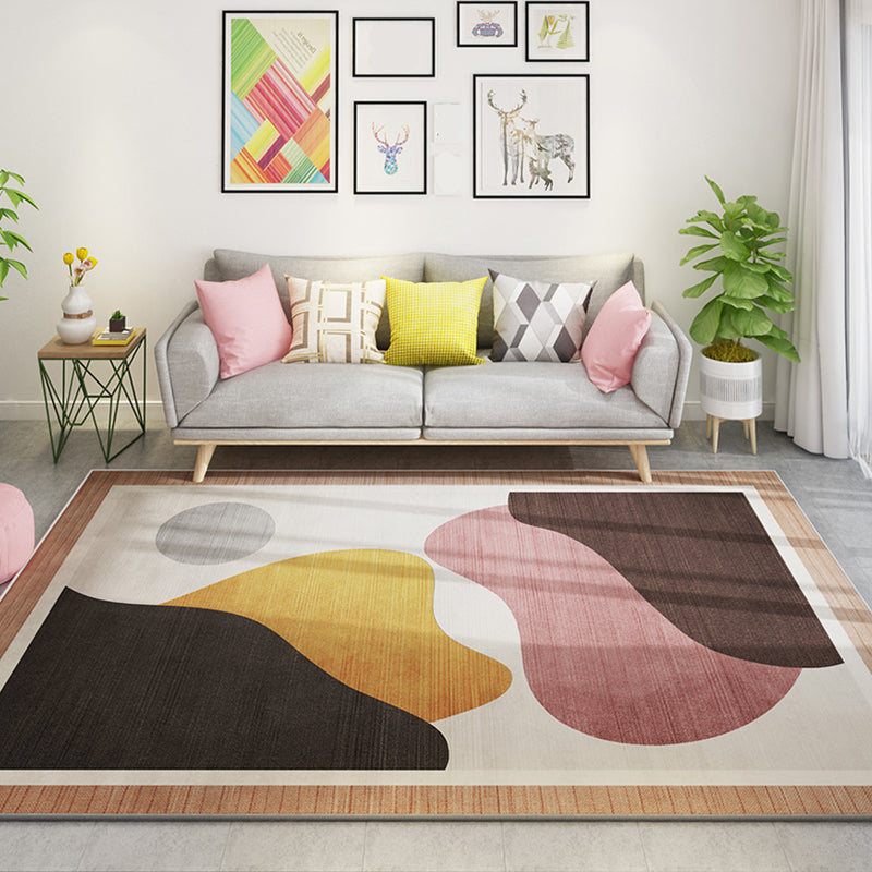 Fancy Color Block Indoor Rug Multi-Color Minimalist Rug Polyester Pet Friendly Anti-Slip Backing Washable Carpet for Room Brown Clearhalo 'Area Rug' 'Rug' 2266925