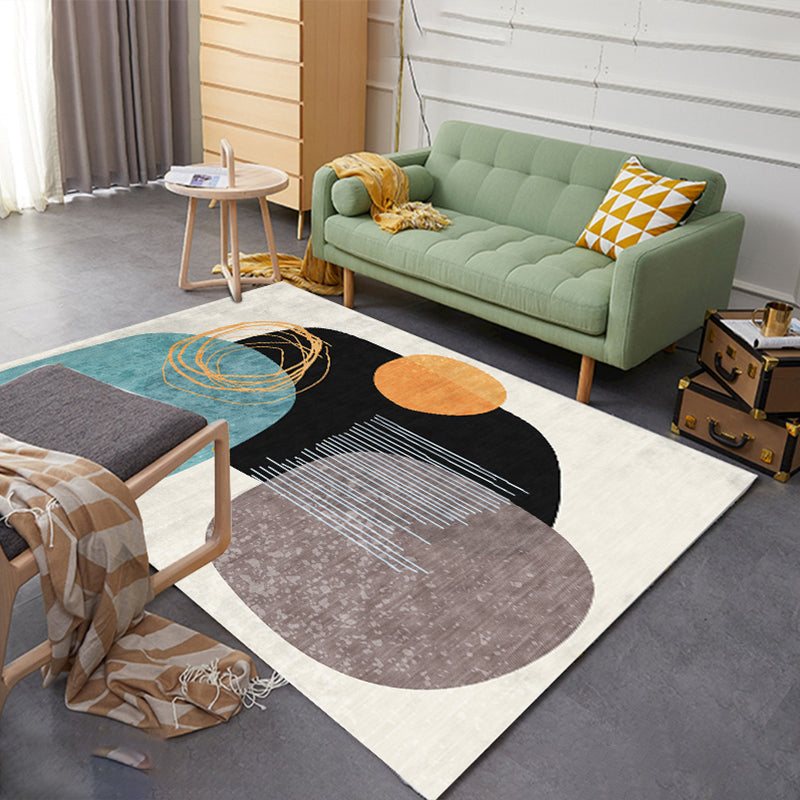 Fancy Color Block Indoor Rug Multi-Color Minimalist Rug Polyester Pet Friendly Anti-Slip Backing Washable Carpet for Room Black Clearhalo 'Area Rug' 'Rug' 2266926