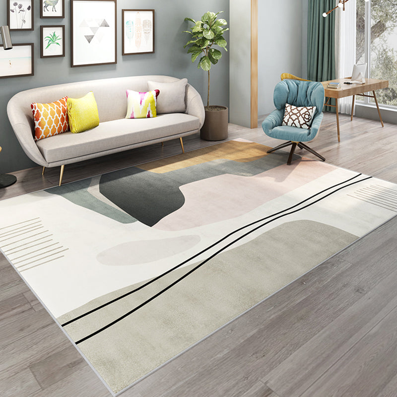 Fancy Color Block Indoor Rug Multi-Color Minimalist Rug Polyester Pet Friendly Anti-Slip Backing Washable Carpet for Room Cream Gray Clearhalo 'Area Rug' 'Rug' 2266927