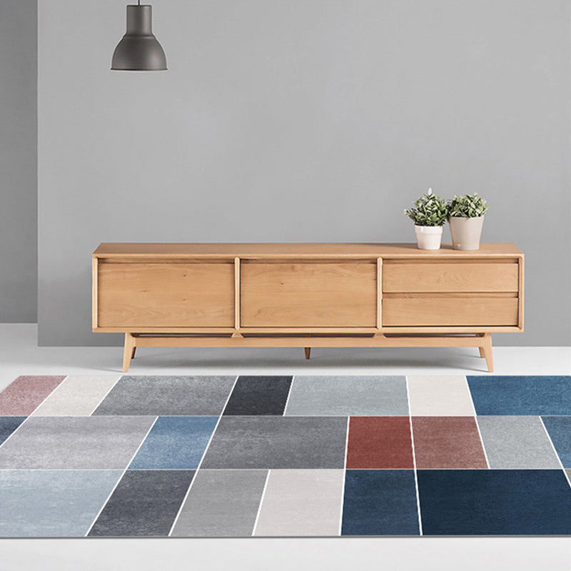 Creative Geometric Color-Block Rug Multi Color Nordic Carpet Synthetics Anti-Slip Stain Resistant Machine Washable Rug for Home Smoke Gray Clearhalo 'Area Rug' 'Rug' 2266934