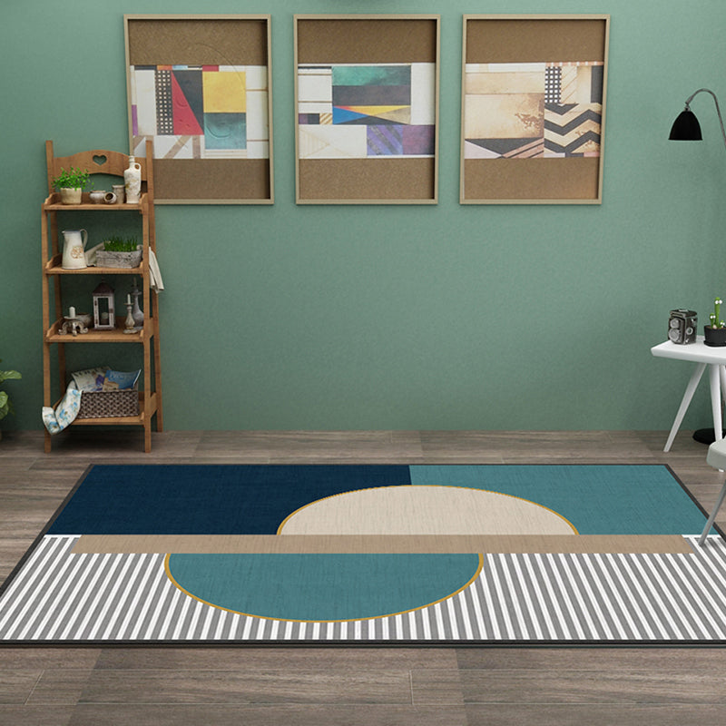 Creative Geometric Color-Block Rug Multi Color Nordic Carpet Synthetics Anti-Slip Stain Resistant Machine Washable Rug for Home Green Clearhalo 'Area Rug' 'Rug' 2266935